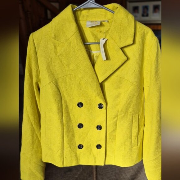 MAEVE by Anthropologie Cropped Yellow Double Breasted Blazer - Picture 4 of 9